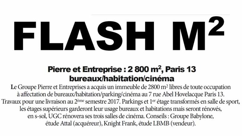 Flash m2 pierre et entreprise